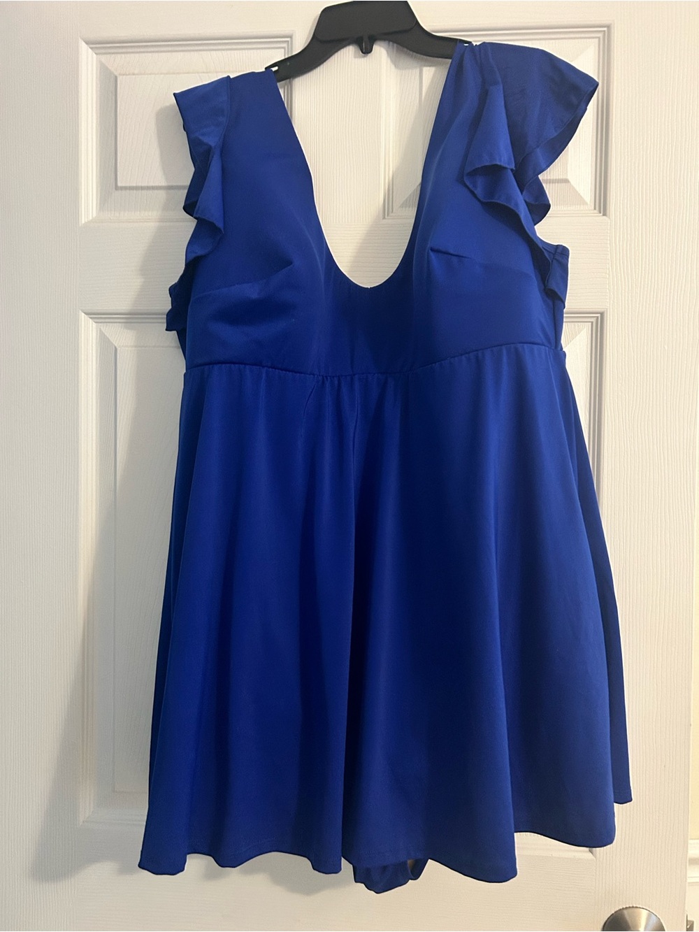Cacique (Lane Bryant) Royal Blue Ruffle Sleeve V-Neck Swim Dress